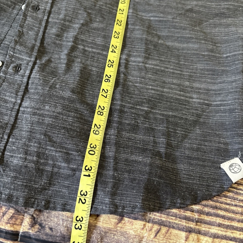 FREE PLANET-Men's Button-Up Short Sleeve Shirt, Black/Gray, XXL NWT Stretch - Picture 7 of 10